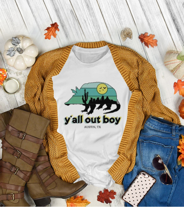 Fall Out Boy Y’All Out Boy Austin TX Skyline Cactus Desert Sun Icon T-Shirt