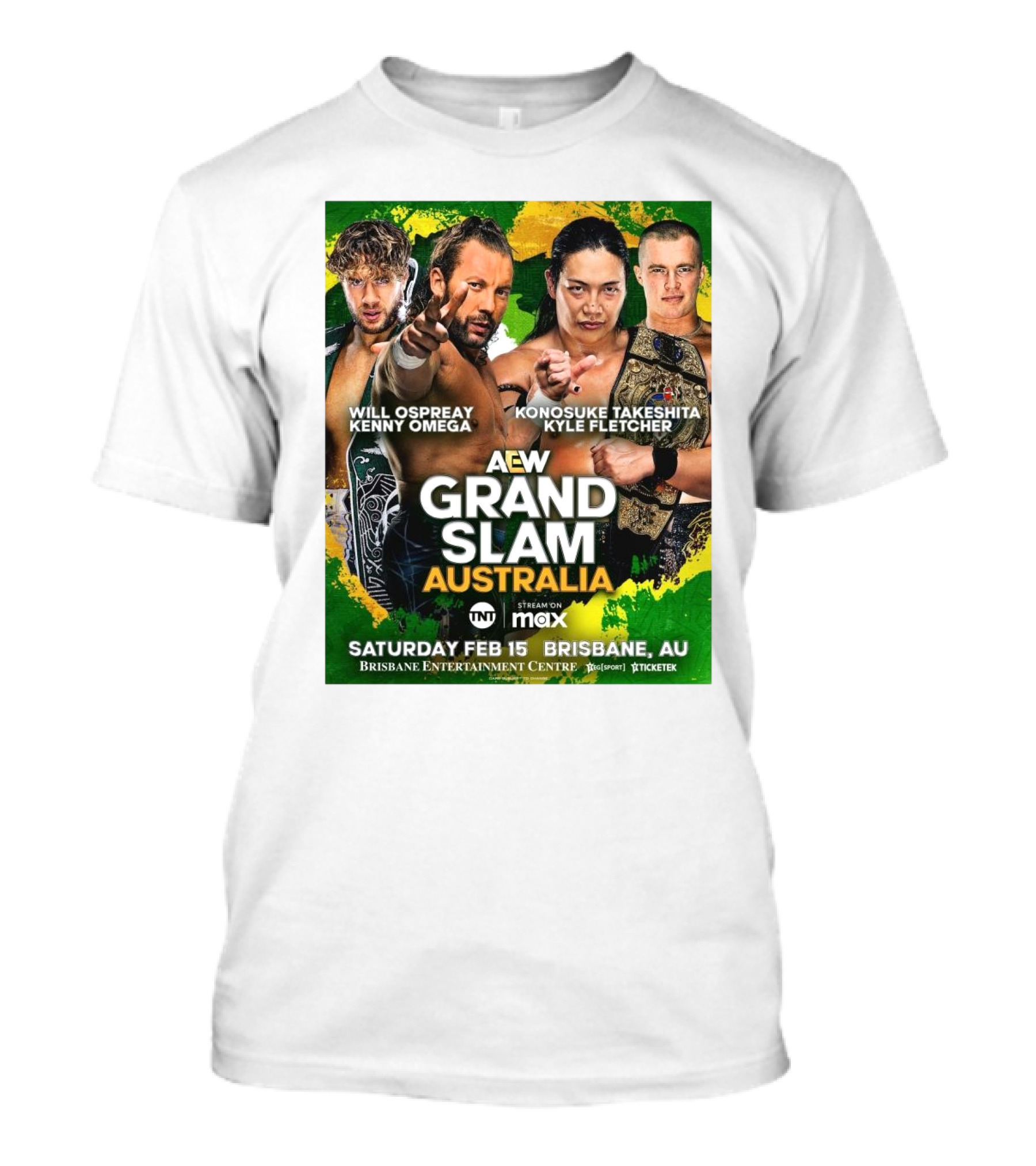 AEW Grand Slam Australia Will Ospreay Kenny Omega Konosuke Takeshita Kyle Fletcher Saturday Feb 15 Brisbane T-Shirt