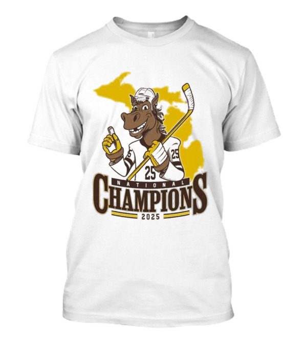Western Michigan Broncos Ice Hockey NCAA National Champions 2025 Mascot T-Shirt