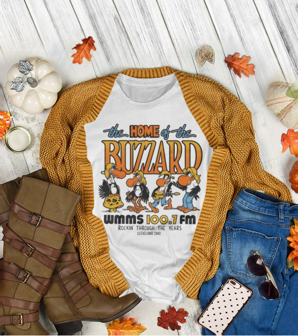 WMMS 100.7 FM The Home Of The Buzzard Rockin' Through The Years Cleveland Ohio T-Shirt