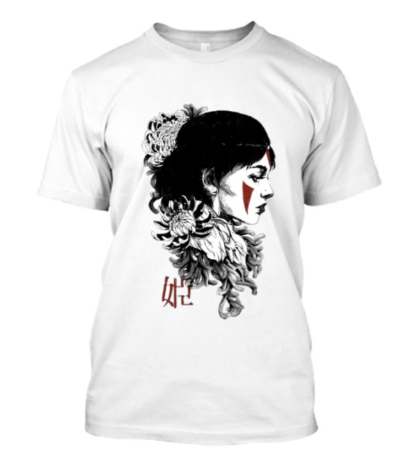 Rafael Baptista Wolf Girl Floral Face Paint Chrysanthemum T-Shirt