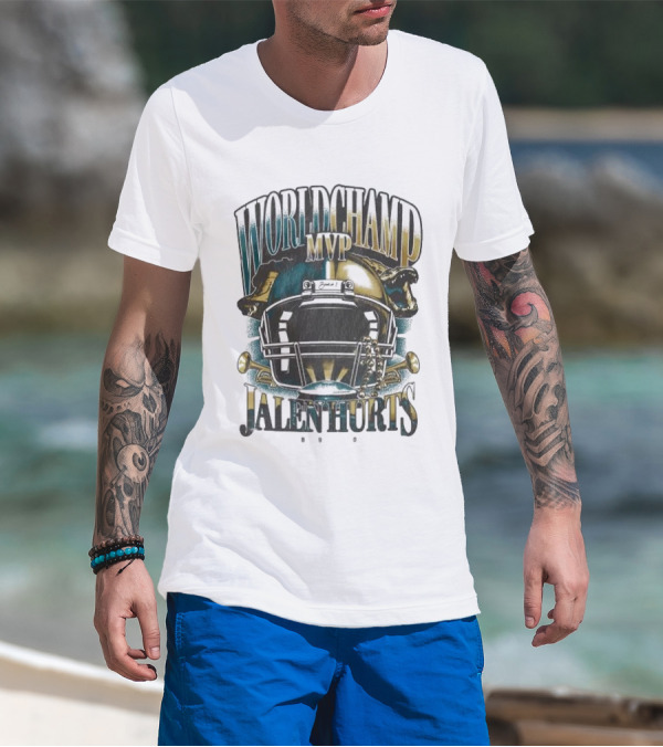 World Champ MVP Jalen Hurts Helmet Design T-Shirt