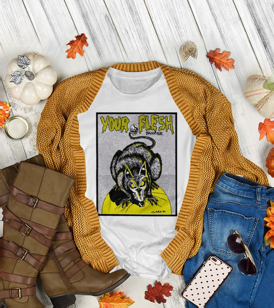 Your Flesh Fanzine Issue 6 Rat Illustration Clark 84 T-Shirt