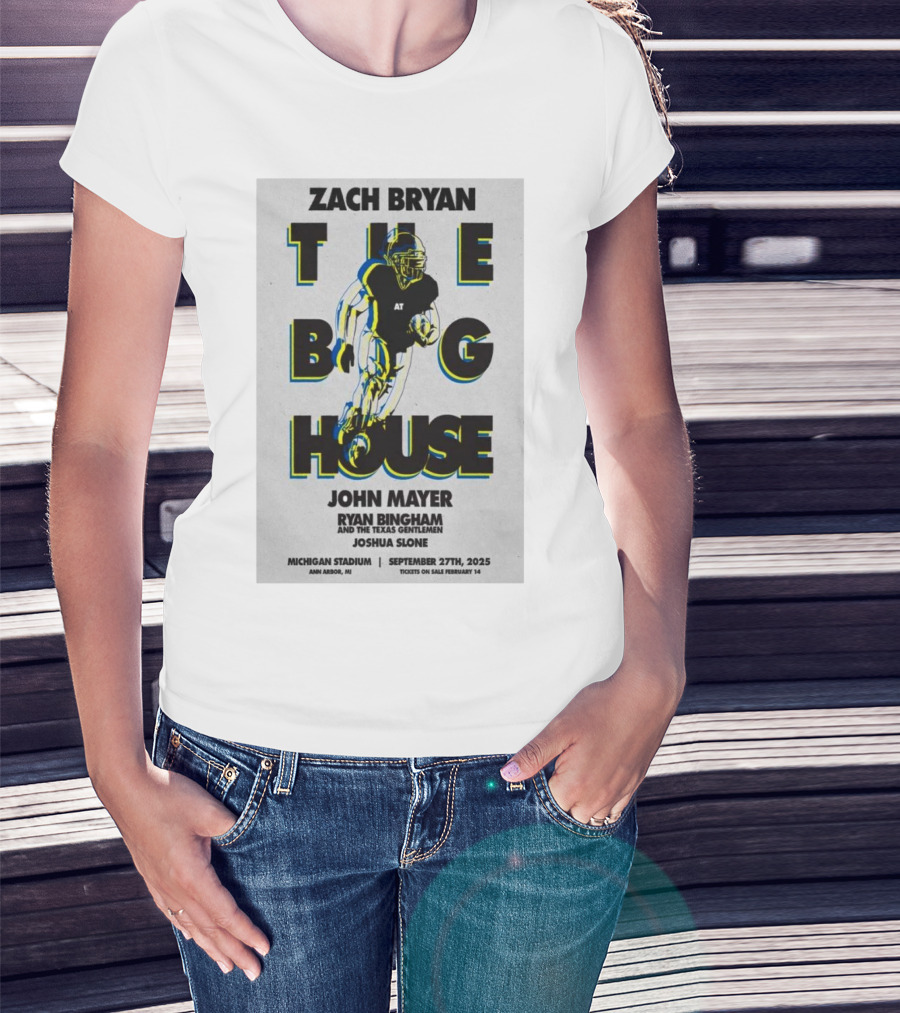 Zach Bryan The Big House Michigan Stadium Ann Arbor September 27 2025 John Mayer Ryan Bingham Joshua Slone T-Shirt