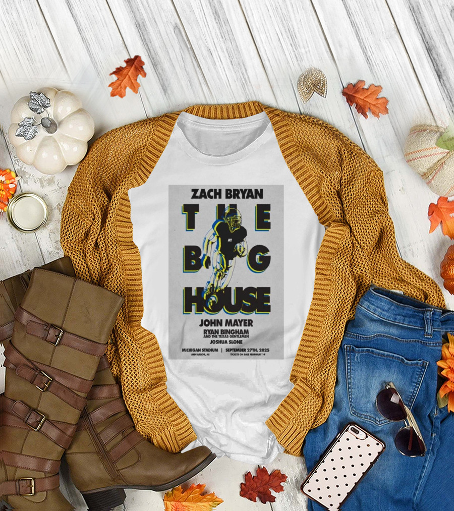 Zach Bryan The Big House Michigan Stadium Ann Arbor September 27 2025 John Mayer Ryan Bingham Joshua Slone T-Shirt