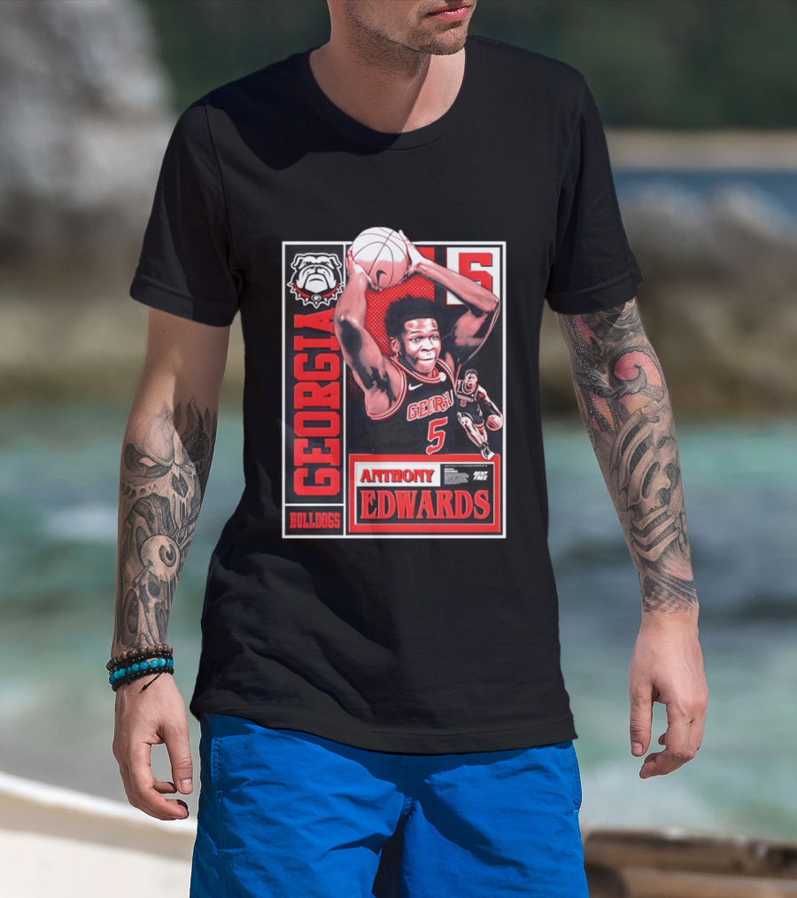 Anthony Edwards Georgia Bulldogs Basketball 5 NBA Draft T-Shirt