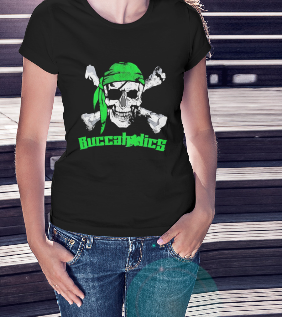 Buccaholics Green Pirate Skull Crossbones Bandana T-Shirt