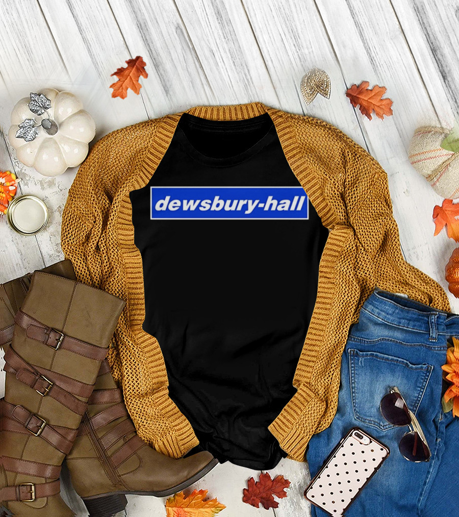 Dewsbury Hall Bold White Text on Blue T-Shirt