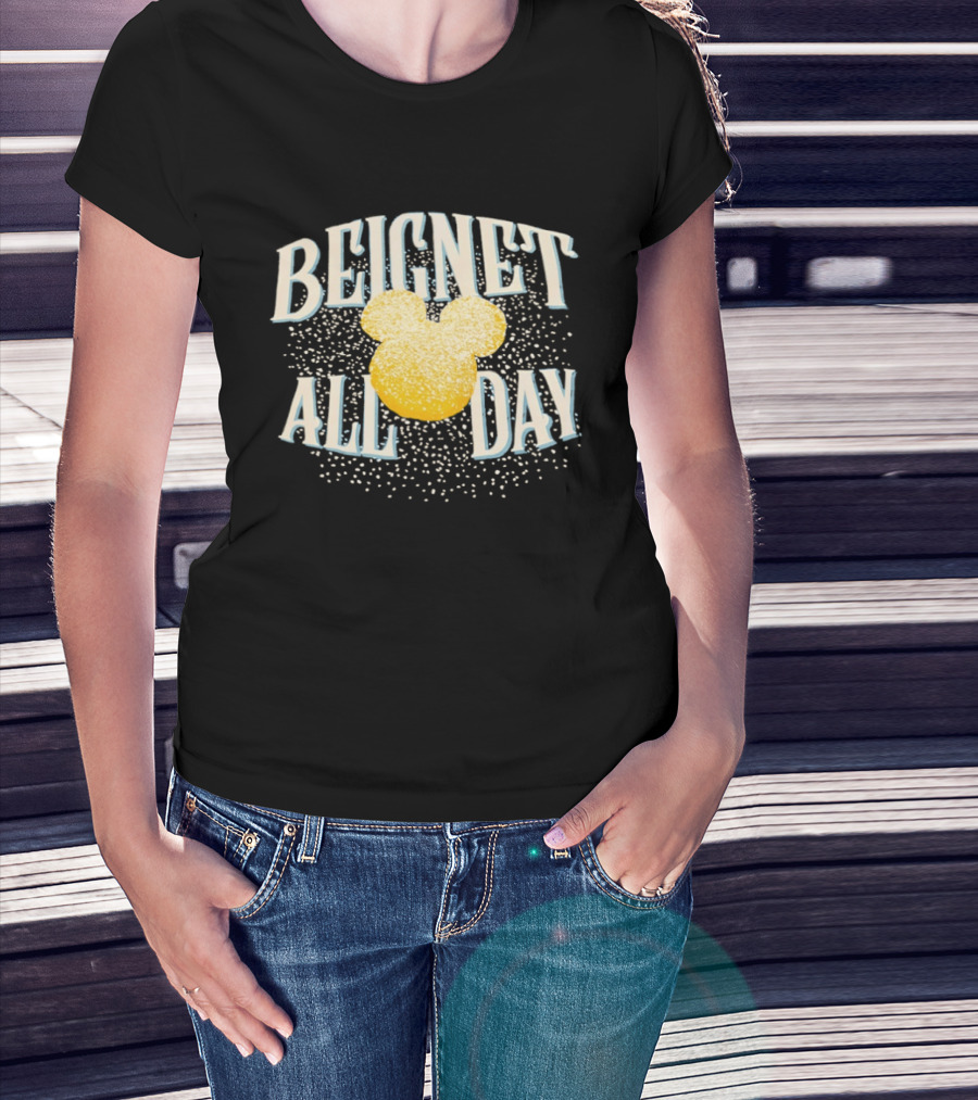 Disney Beignet All Day Mickey Mouse Powdered Sugar Delight T-Shirt