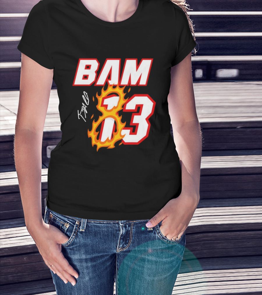 Bam Adebayo Miami Heat BAM 13 Flaming Signature T-Shirt
