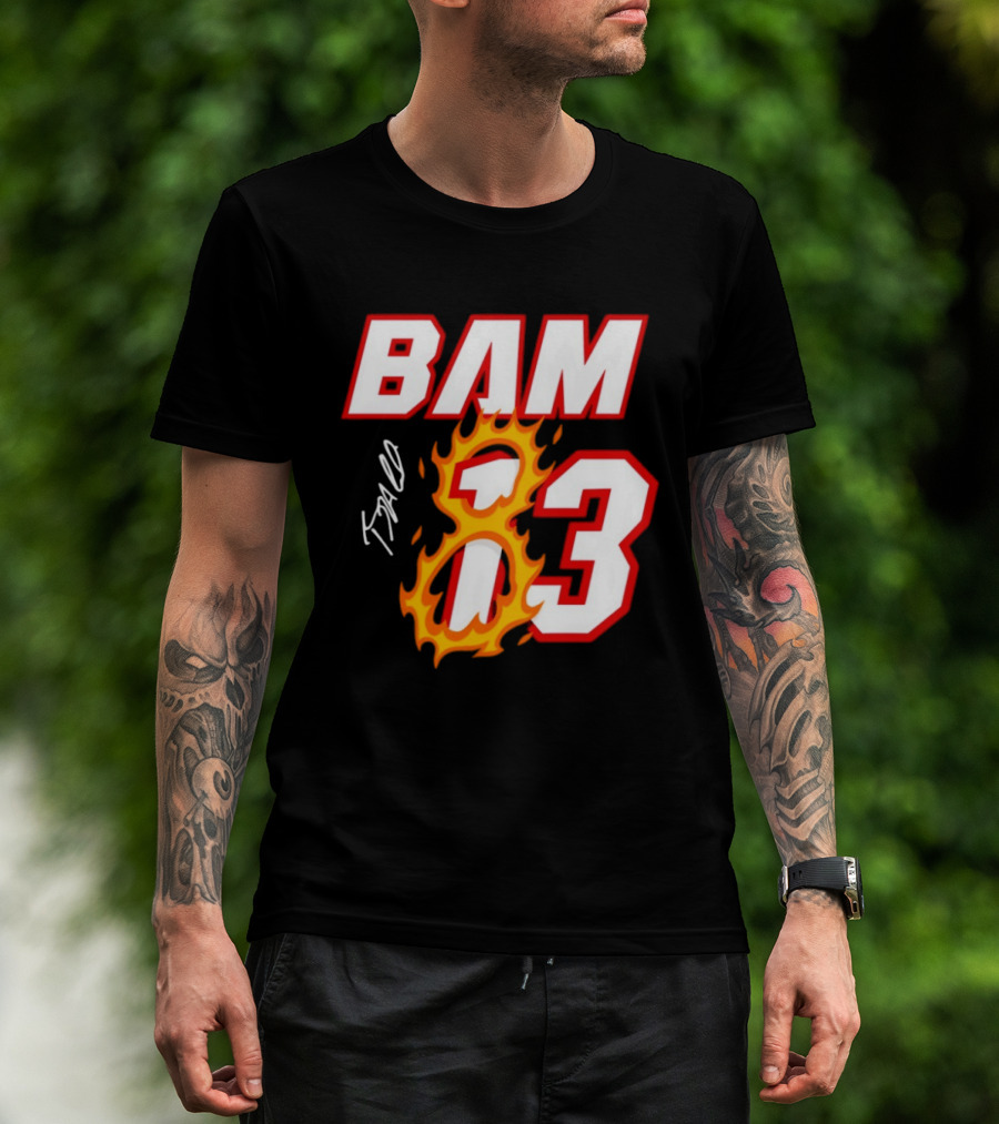 Bam Adebayo Miami Heat BAM 13 Flaming Signature T-Shirt