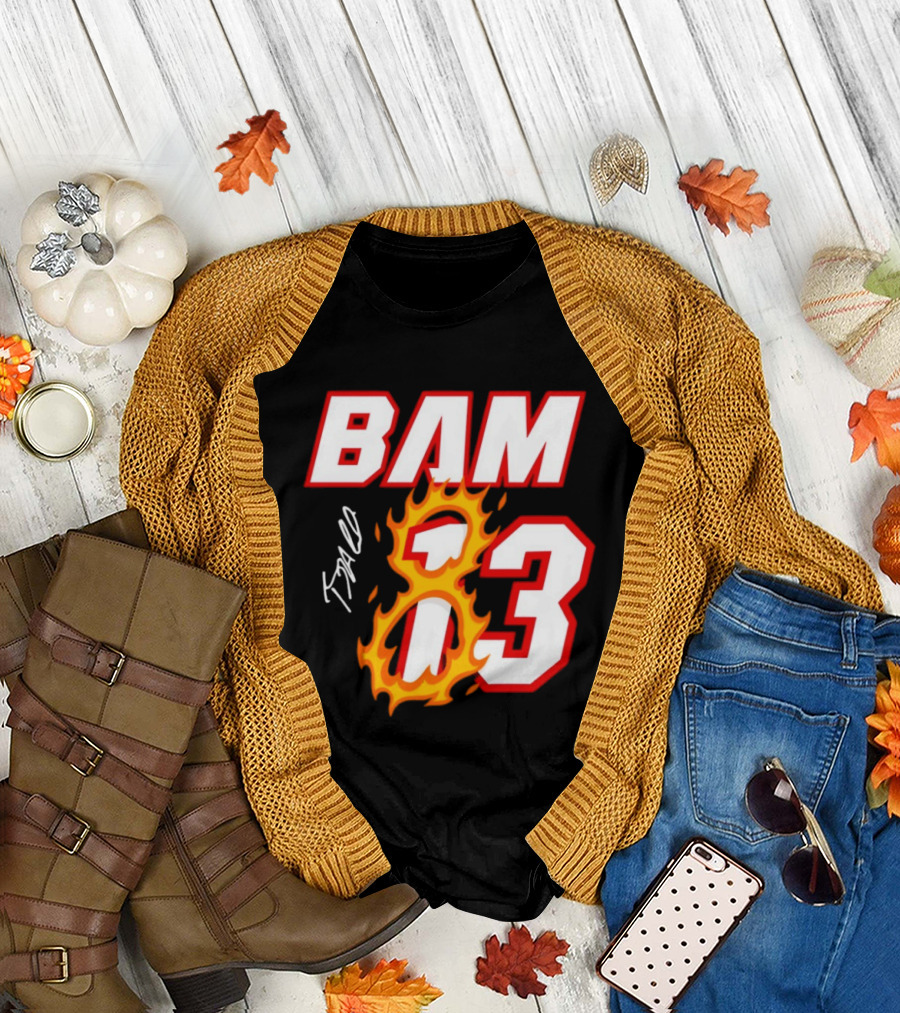 Bam Adebayo Miami Heat BAM 13 Flaming Signature T-Shirt