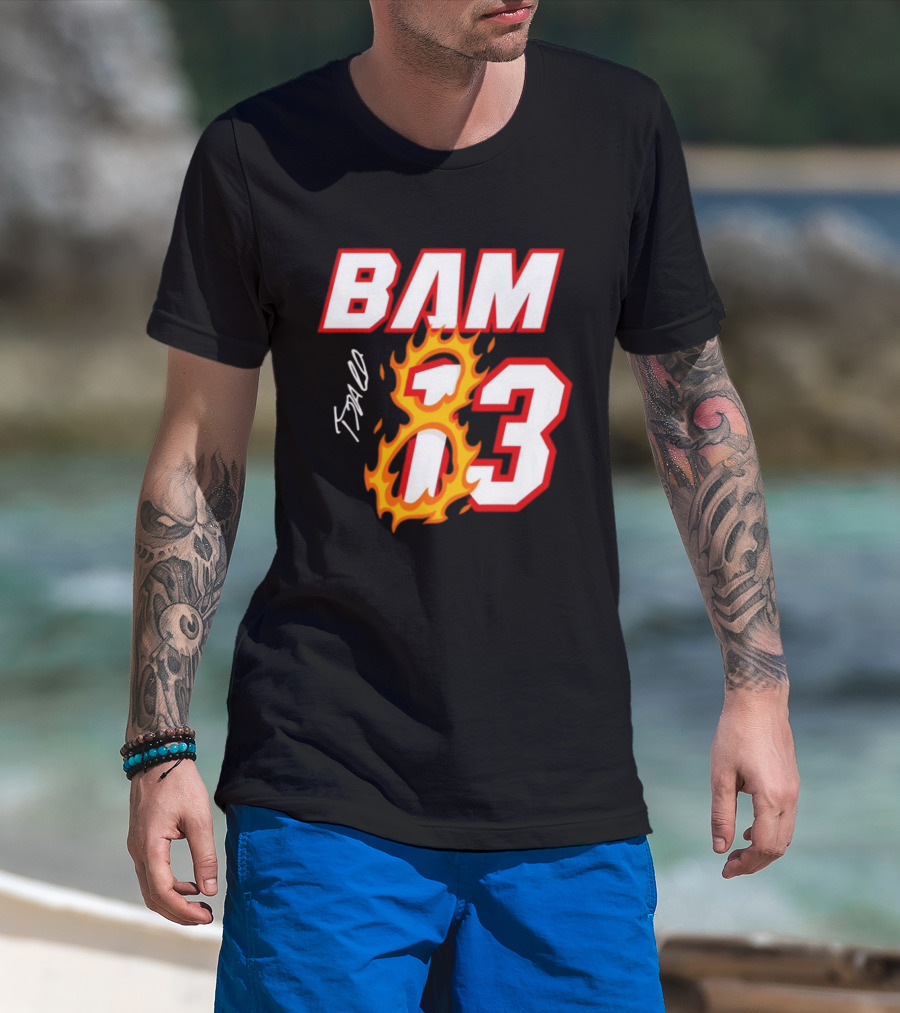 Bam Adebayo Miami Heat BAM 13 Flaming Signature T-Shirt
