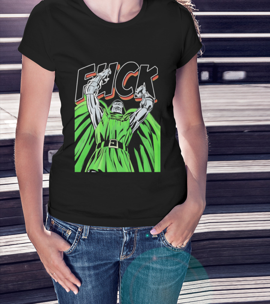 Dr Doom Green Cape Comic Style F**K T-Shirt