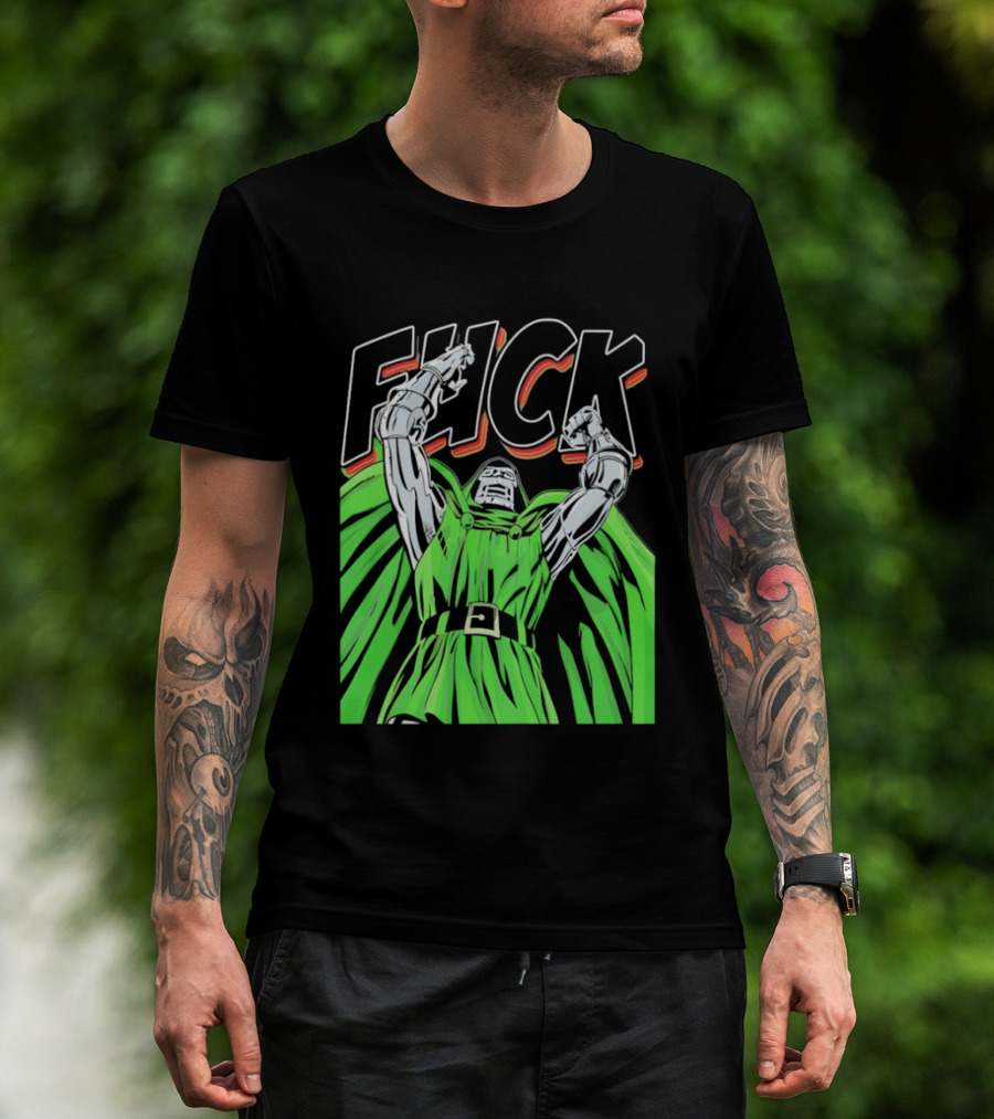 Dr Doom Green Cape Comic Style F**K T-Shirt