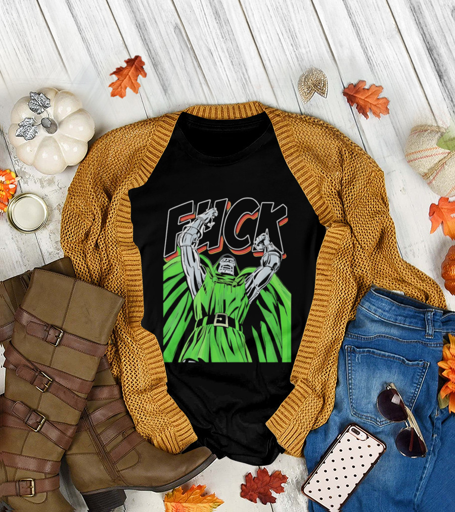 Dr Doom Green Cape Comic Style F**K T-Shirt