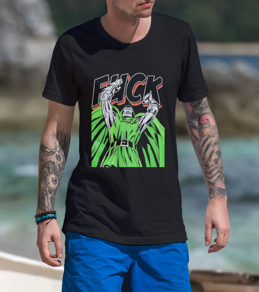 Dr Doom Green Cape Comic Style F**K T-Shirt