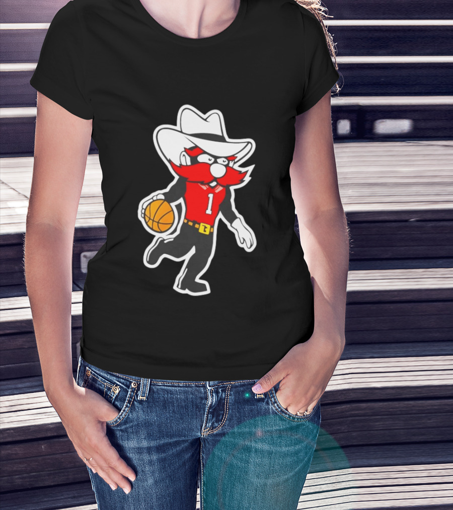 Coach Grant McCasland Raider Red Mascot Basketball Motif T-Shirt
