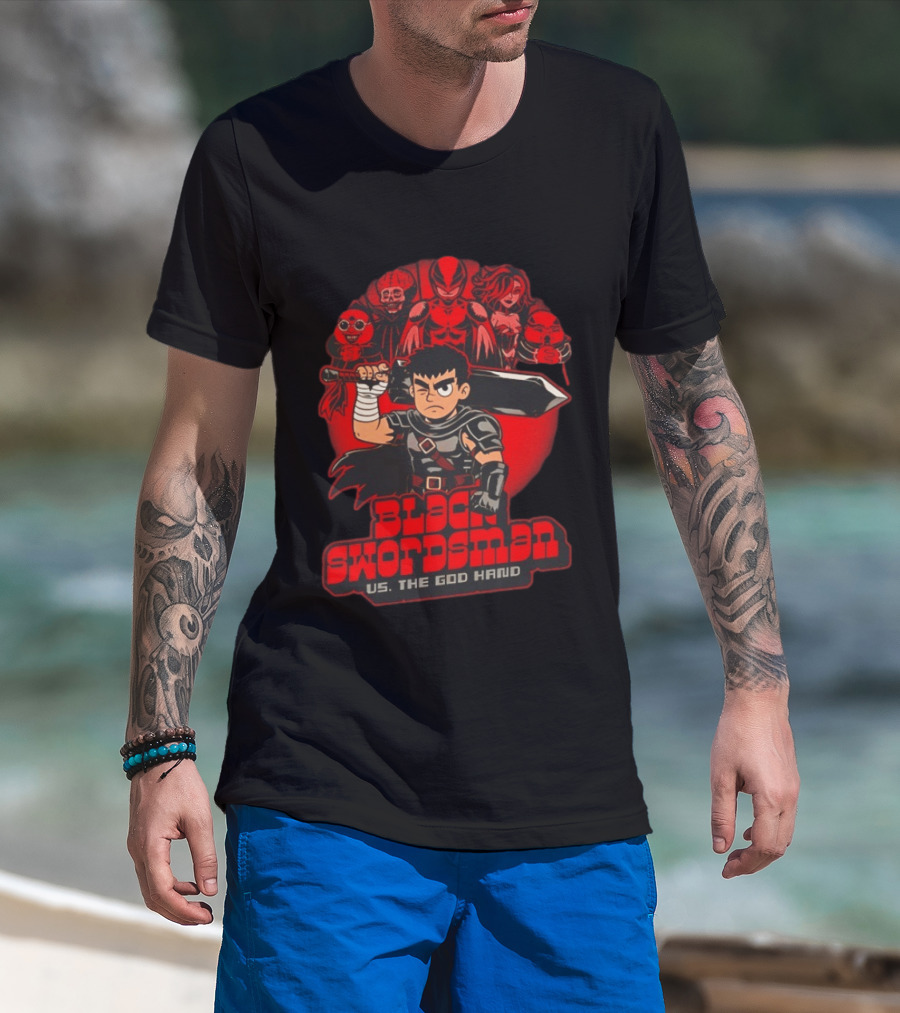 Berserk Black Swordsman Vs The God Hand Scott Pilgrim Vs The World Fusion T-Shirt