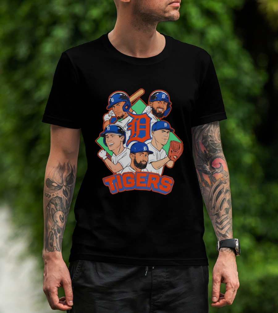 Caricature Tiger Players 2026 Detroit Baseball Big 5 T-Shirt
