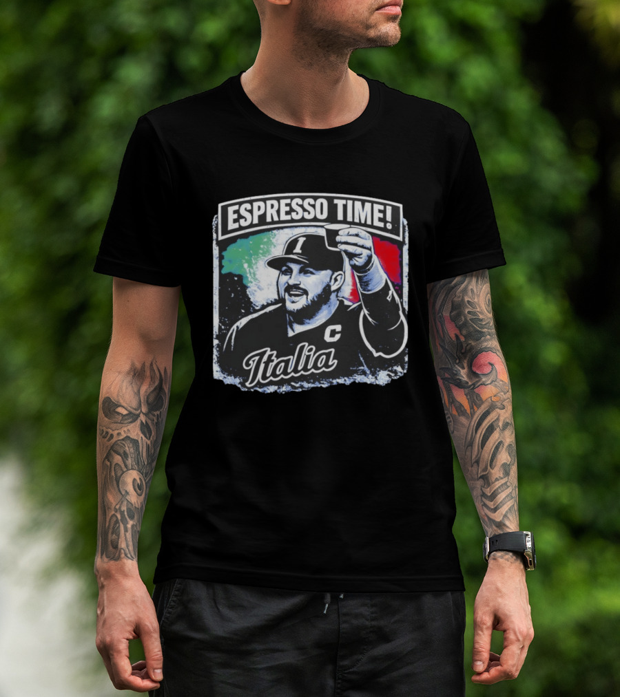 Espresso Time Italia Celebration With Baseball Player And Italian Flag T-Shirt