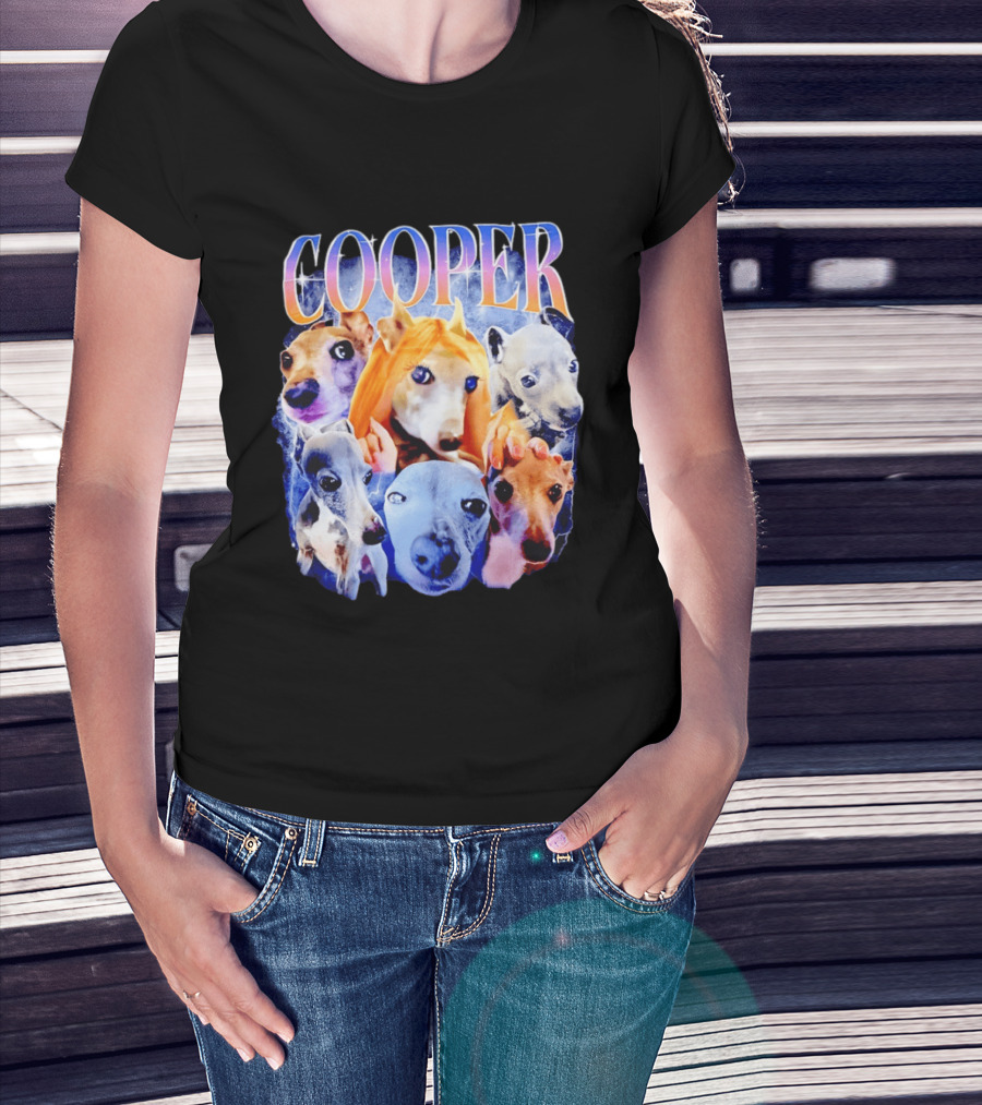 Cooper Dog Collage Colorful Lightning Effects T-Shirt
