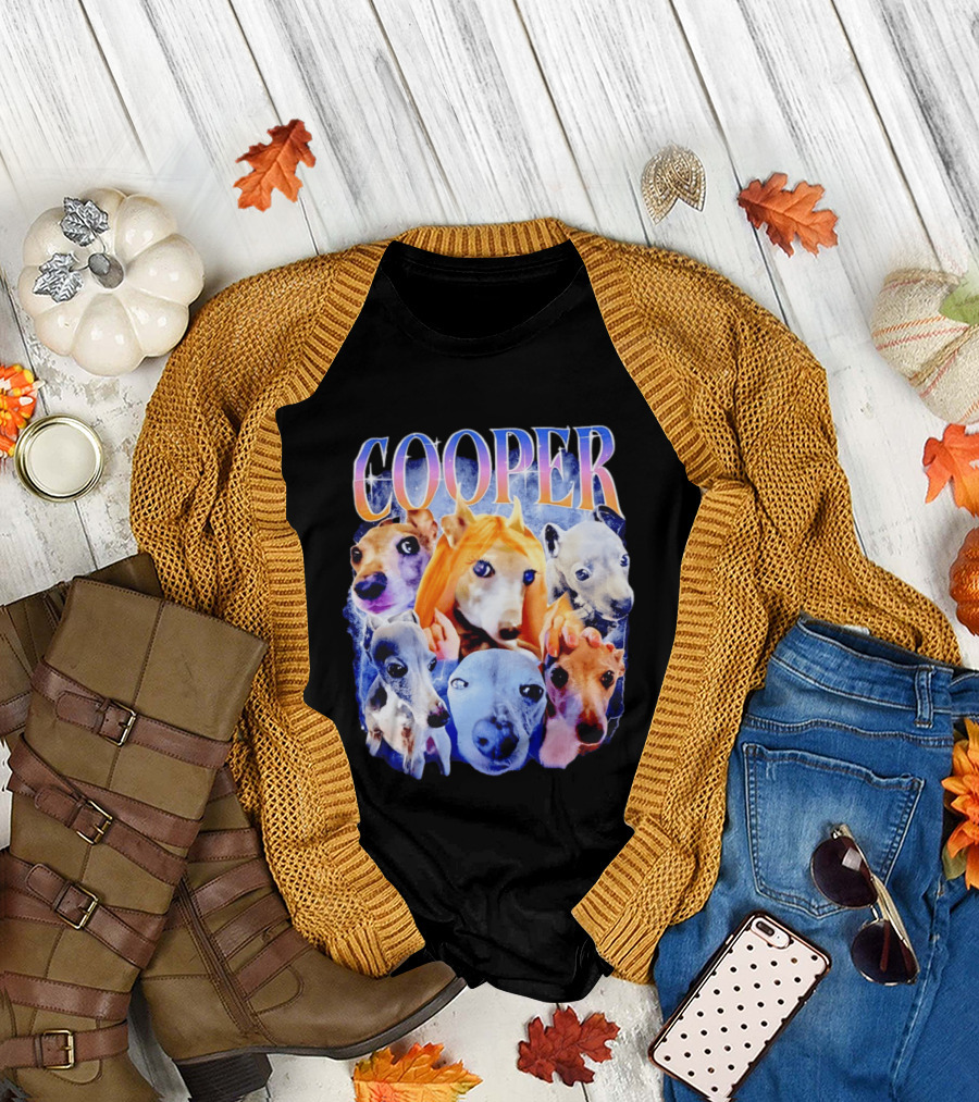 Cooper Dog Collage Colorful Lightning Effects T-Shirt