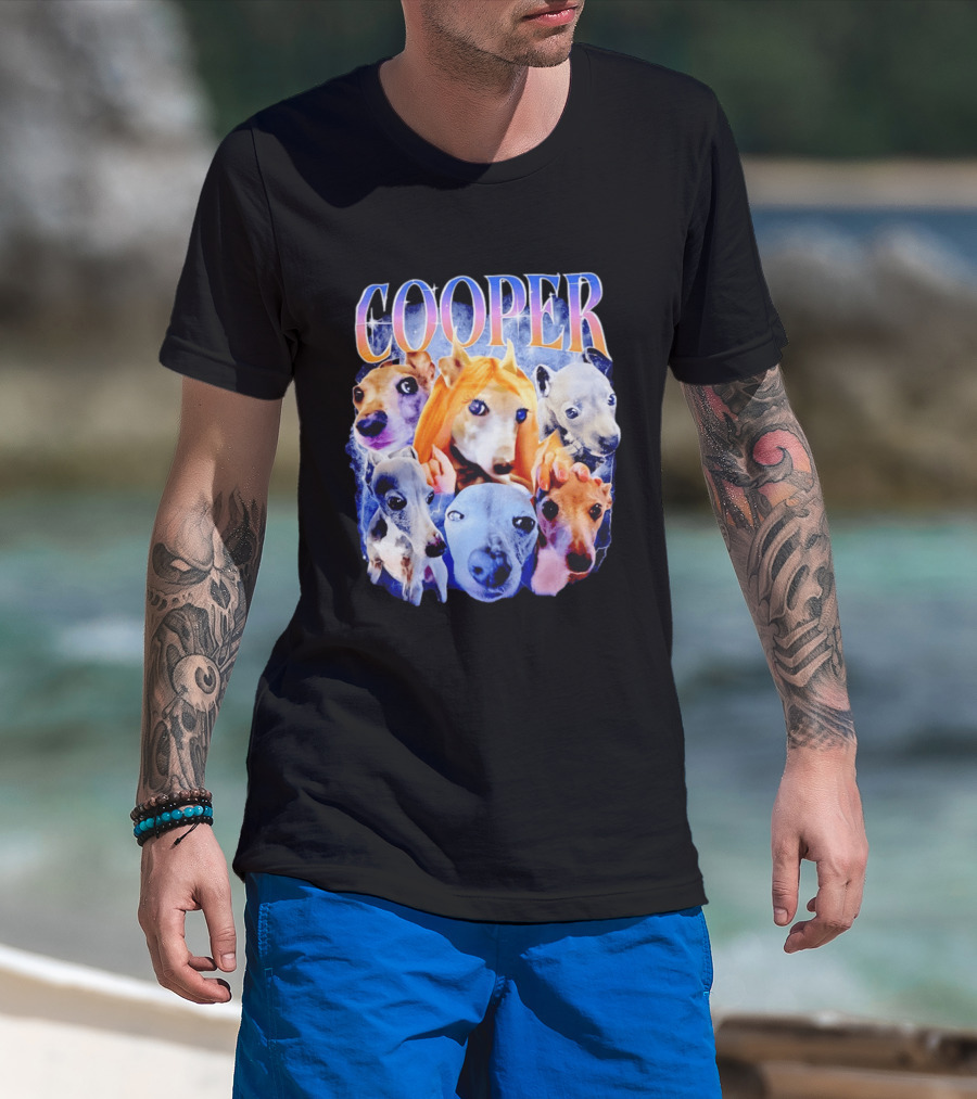 Cooper Dog Collage Colorful Lightning Effects T-Shirt