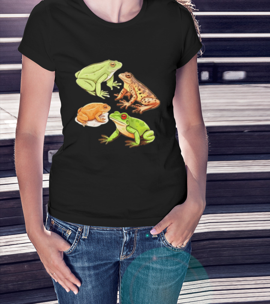 Four Spotted Frogs Vibrant Colors Variety T-Shirt