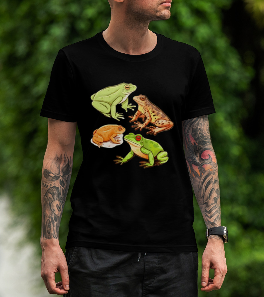 Four Spotted Frogs Vibrant Colors Variety T-Shirt