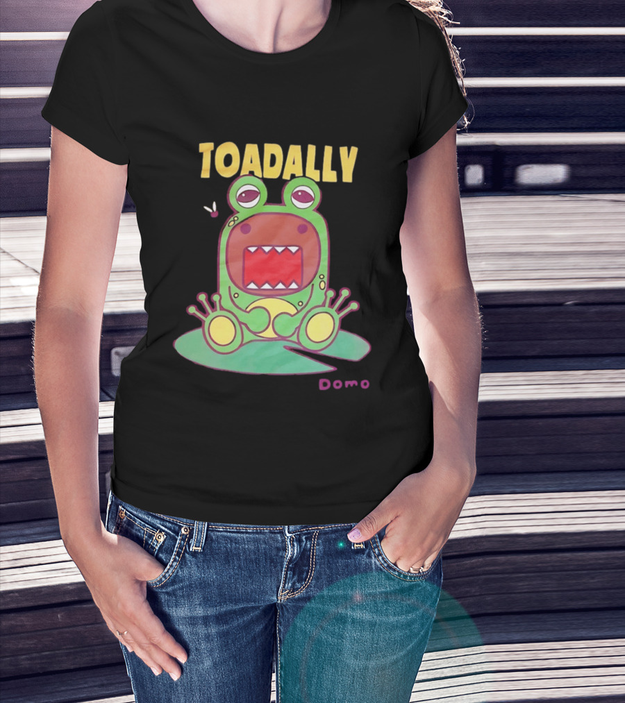 Toadally Domo Cartoon Frog With Red Mouth And Butterfly T-Shirt