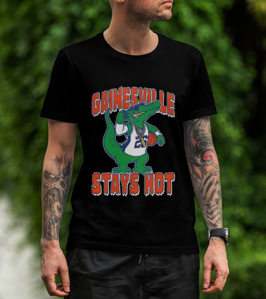 Gainesville Stays Hot Alligator Basketball Player With Sunglasses And Jersey T-Shirt