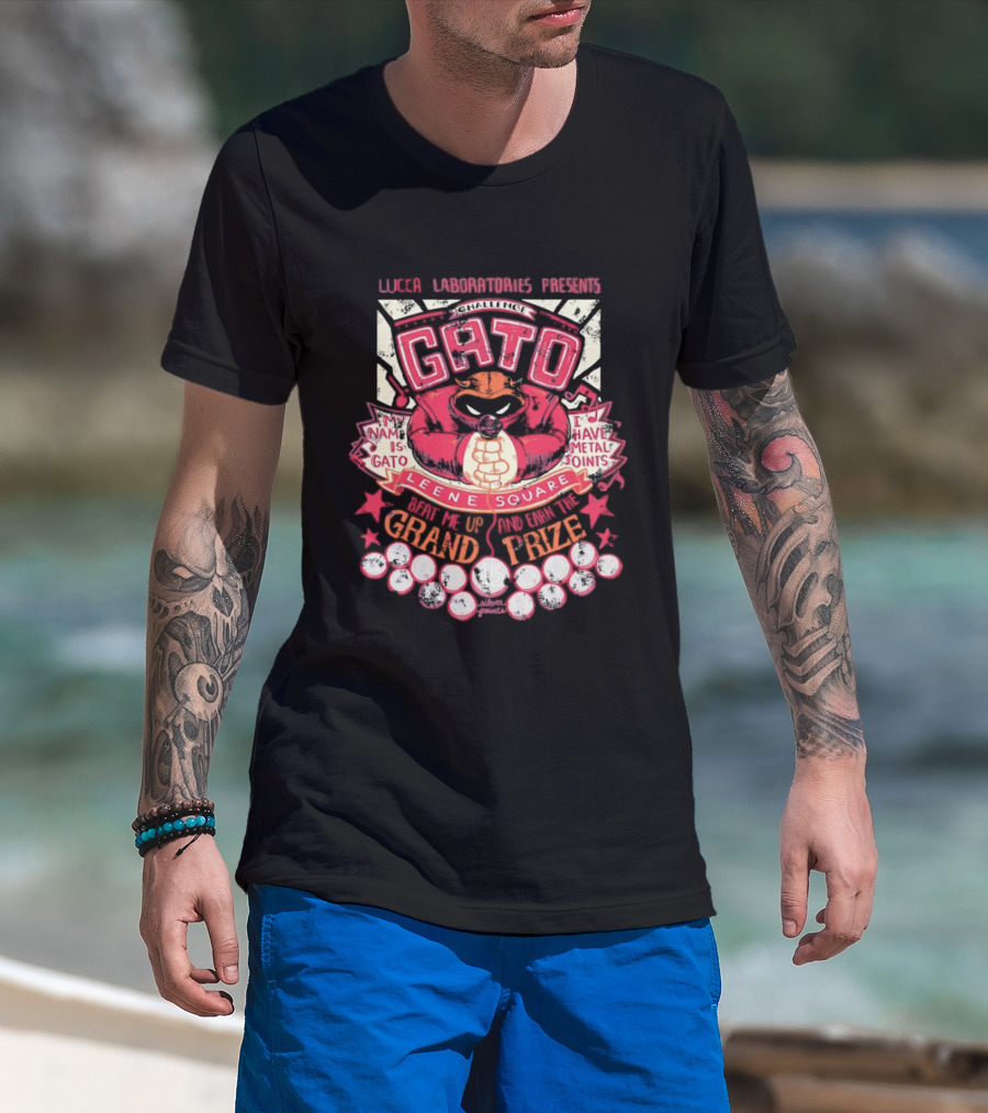 Lucca Laboratories Presents Gato Leene Square My Name Is Gato I Have Metal Joints Grand Prize T-Shirt