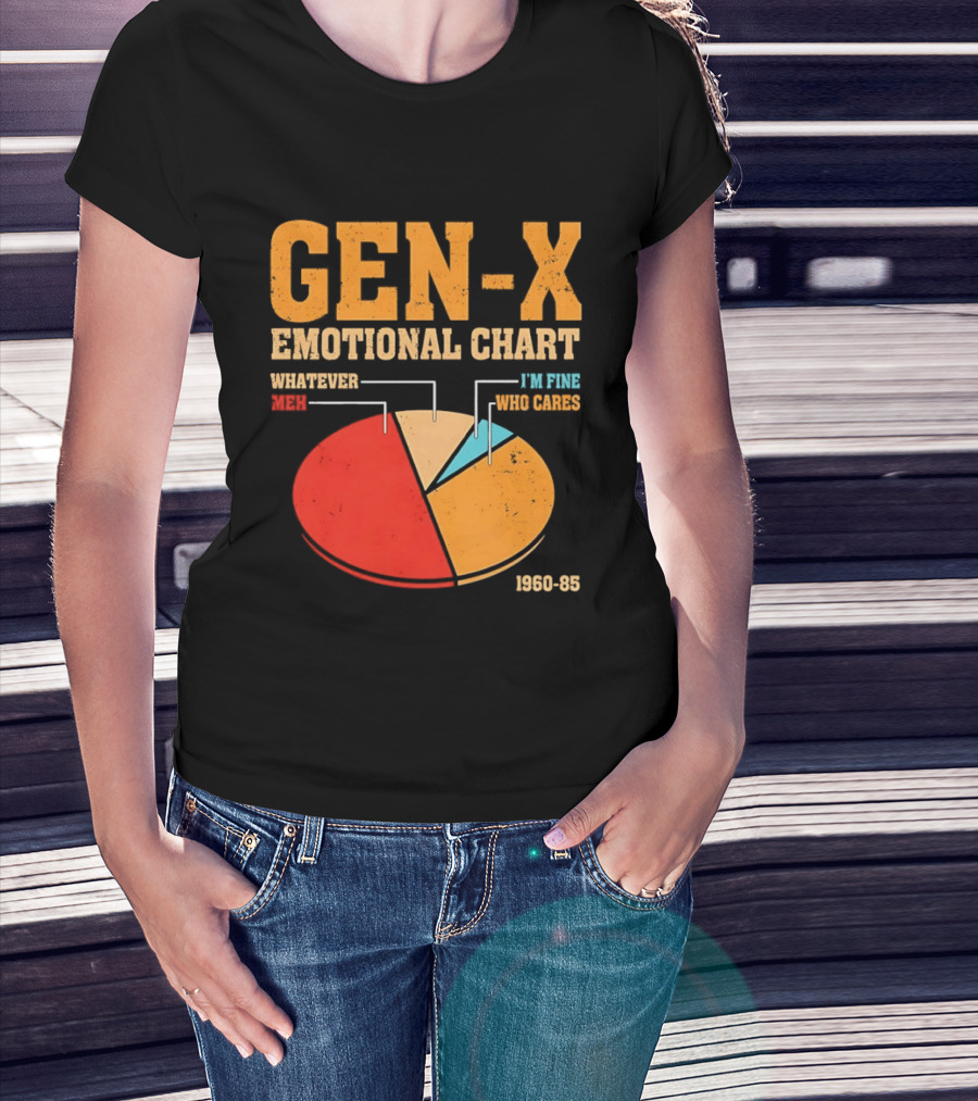 Gen X Emotional Chart Whatever Meh I'm Fine Who Cares 1960 85 T-Shirt