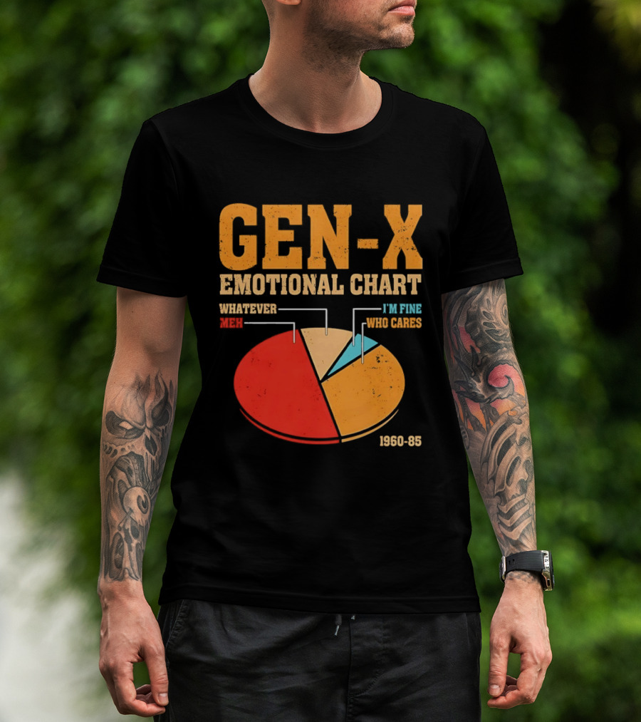 Gen X Emotional Chart Whatever Meh I'm Fine Who Cares 1960 85 T-Shirt