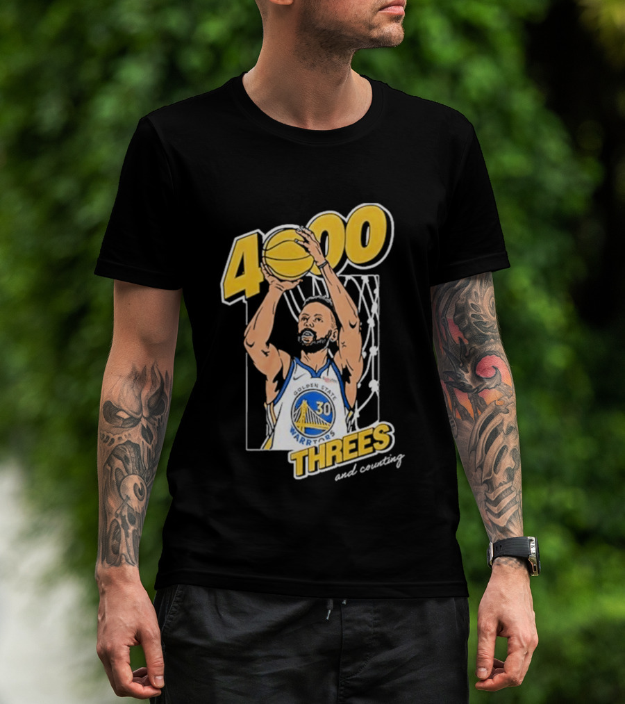 Golden State Warriors Steph Curry 4000 Threes And Counting T-Shirt