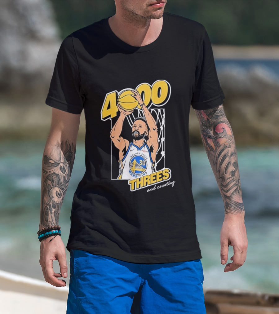 Golden State Warriors Steph Curry 4000 Threes And Counting T-Shirt