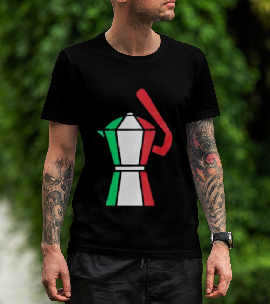 Italian Flag Moka Coffee Pot Icon Italy T-Shirt