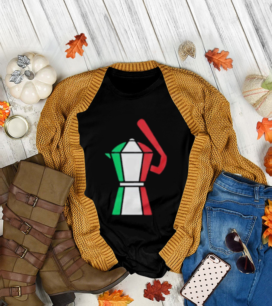 Italian Flag Moka Coffee Pot Icon Italy T-Shirt