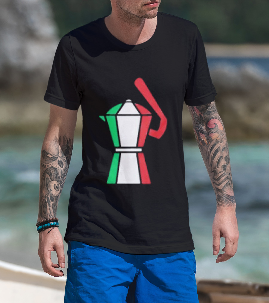 Italian Flag Moka Coffee Pot Icon Italy T-Shirt