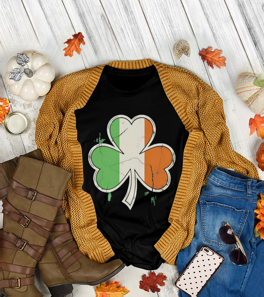 St Patrick's Day Shamrock with Italy Flag T-Shirt