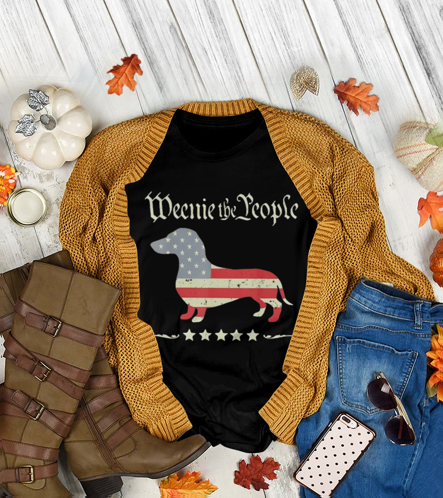 Weenie The People Dachshund American Flag Stars Patriotic Dog T-Shirt