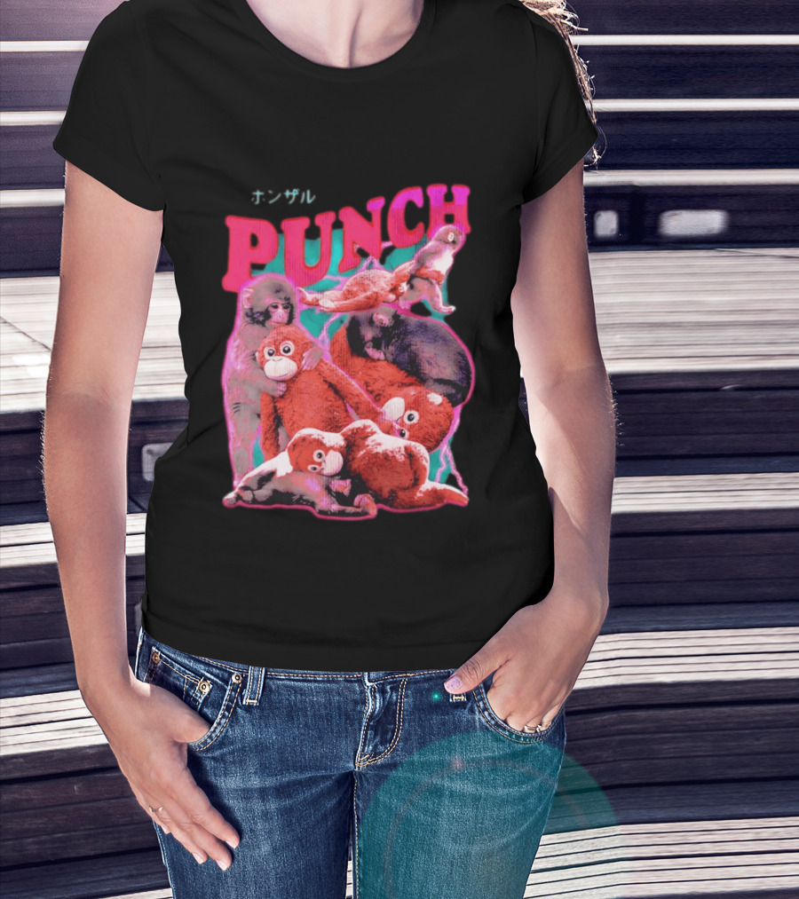 PUNCH Macaque Monkey Plush Collage T-Shirt