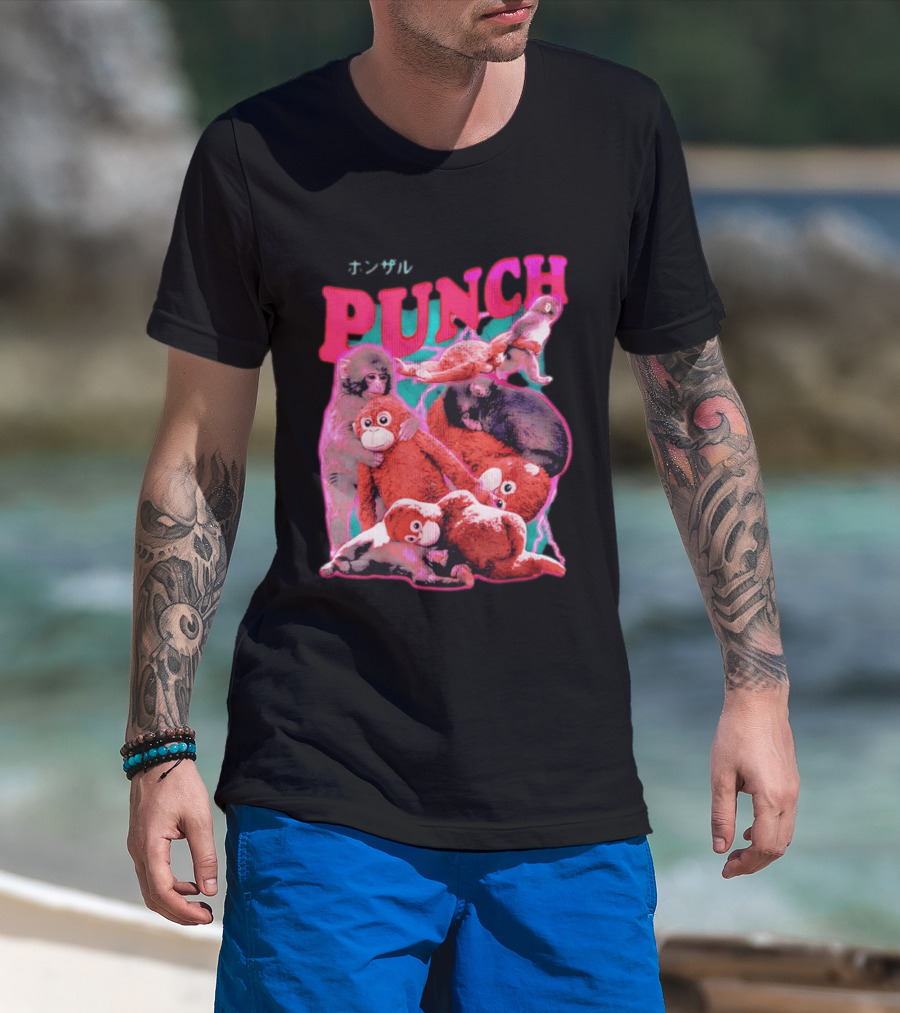 PUNCH Macaque Monkey Plush Collage T-Shirt