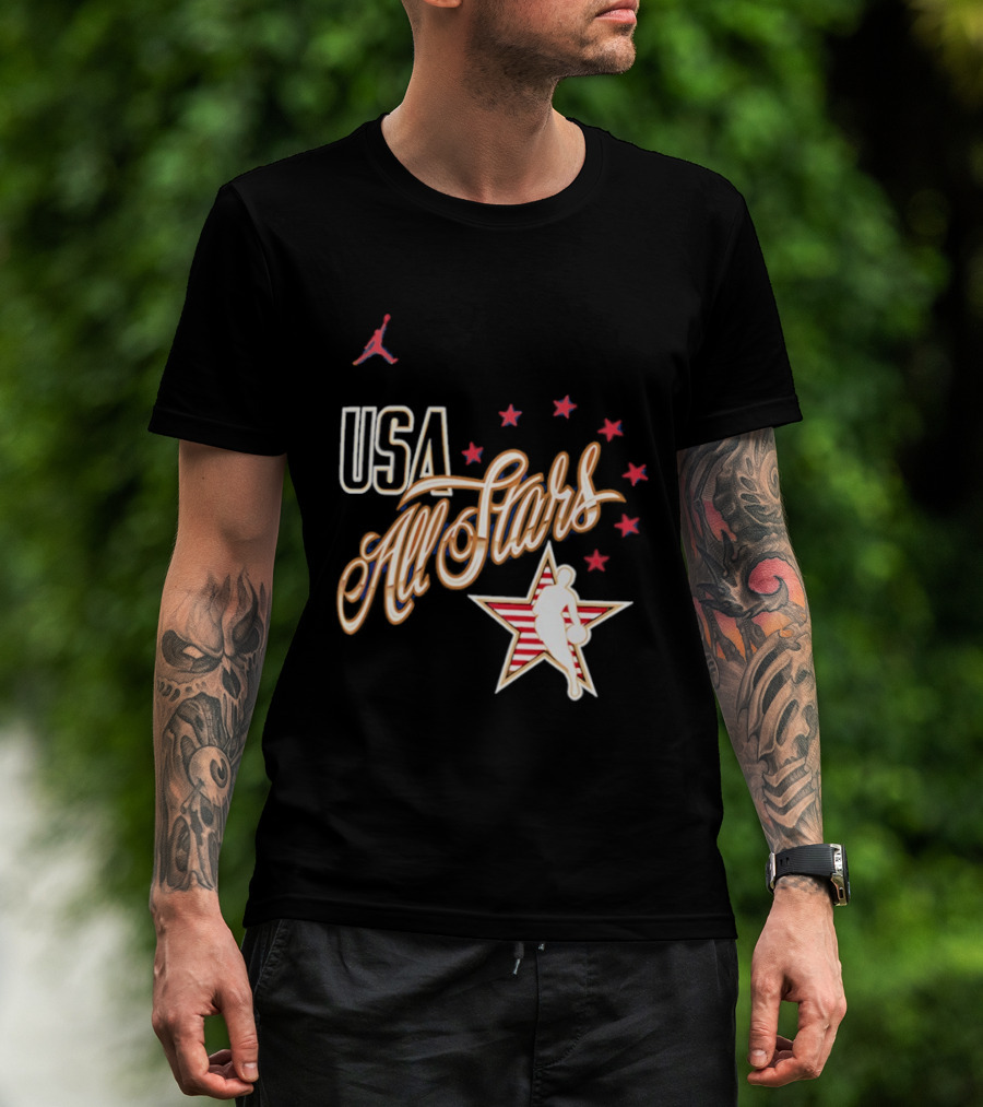 USA All Stars Basketball Red Stars Patriotic T-Shirt