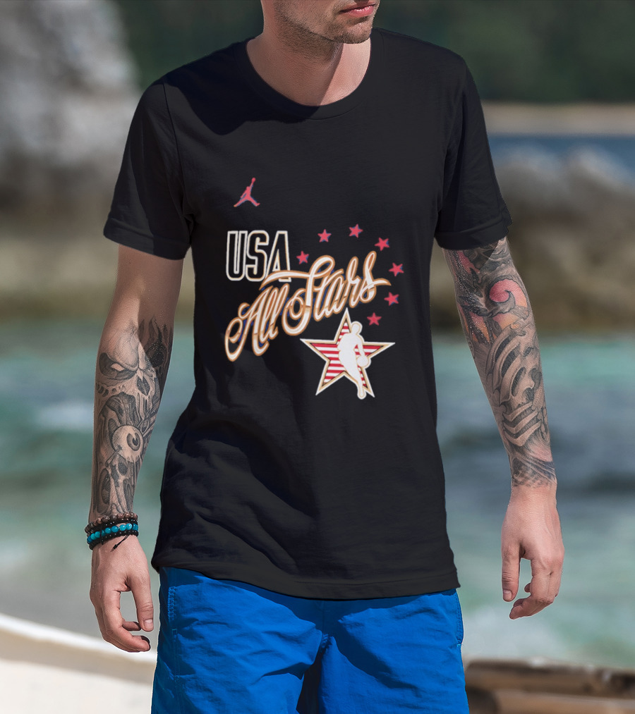 USA All Stars Basketball Red Stars Patriotic T-Shirt