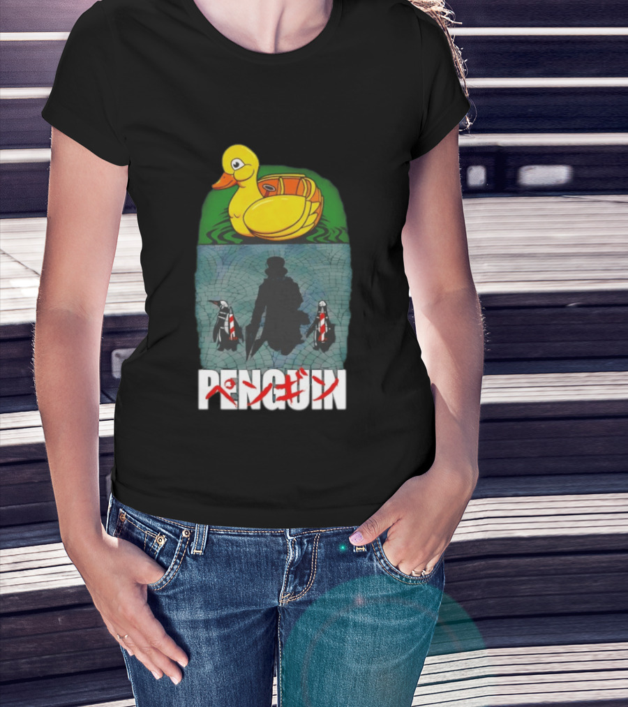 Penguin Oswald Cobblepot Walking Toward Duck Akira T-Shirt