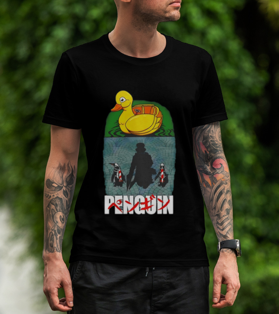 Penguin Oswald Cobblepot Walking Toward Duck Akira T-Shirt