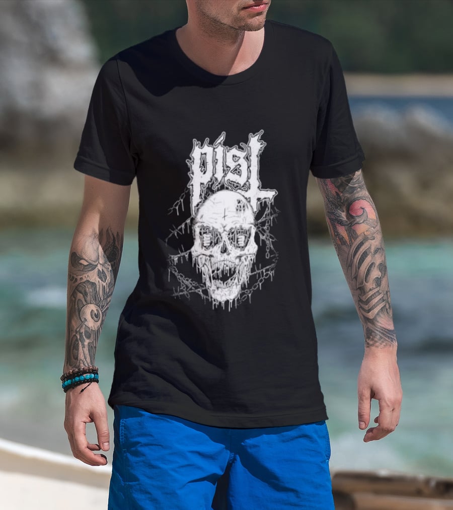 PISL Metal Skull With Dripping Branches And Chains T-Shirt