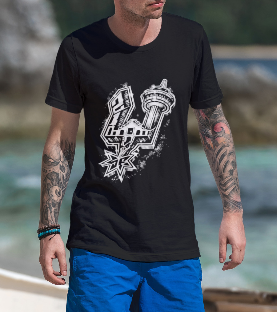 San Antonio Alamo Tower Spurs Star T-Shirt